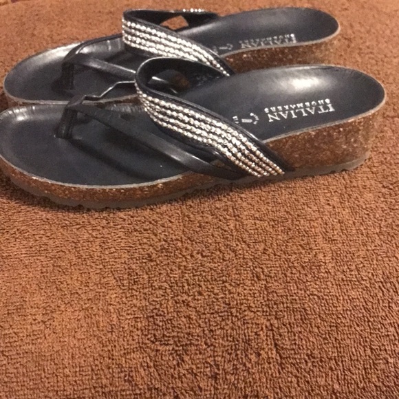Size 7 blue Italian leather sandals - Picture 2 of 5